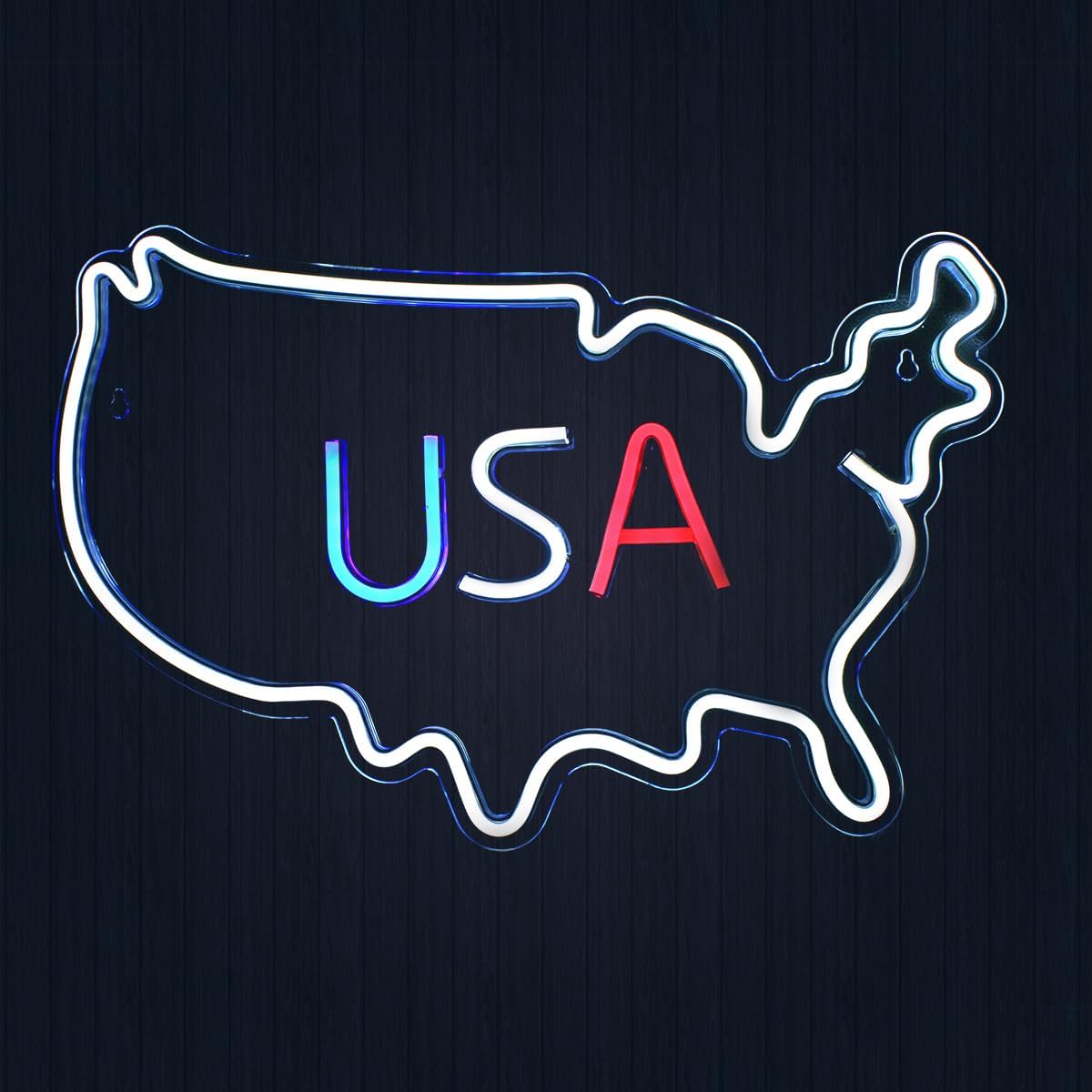 USA Map - LED Neon Sign, USA Map Neon Signs, United States Country Map Led Light Wall Decor, Home Decor Patriotic Theme Neon Lights