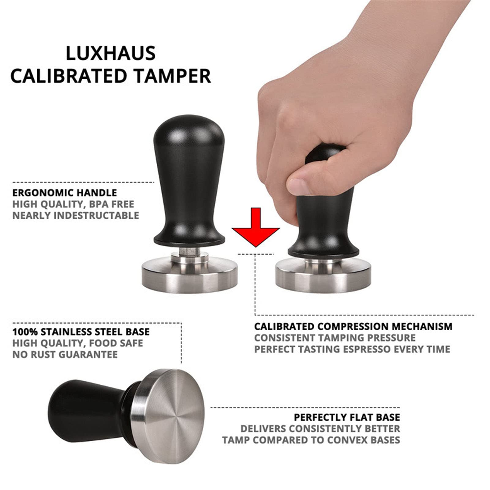 Tamper de café Aleación de aluminio Tamper calibrado con resorte con base de acero inoxidable Herramienta de apisonamiento para Cafe Home Barista Espresso Machine Accesorio (Fondo de 58