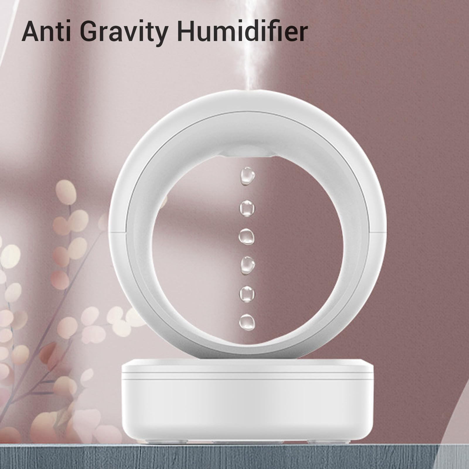 Humidificador Antigravedad de 680 Ml, Humidificador de Niebla Grande, Goteo de Agua Ultrasónico, Difusor de Aromaterapia de Niebla Fría, Humidificador de Gotas de Agua Flotante,