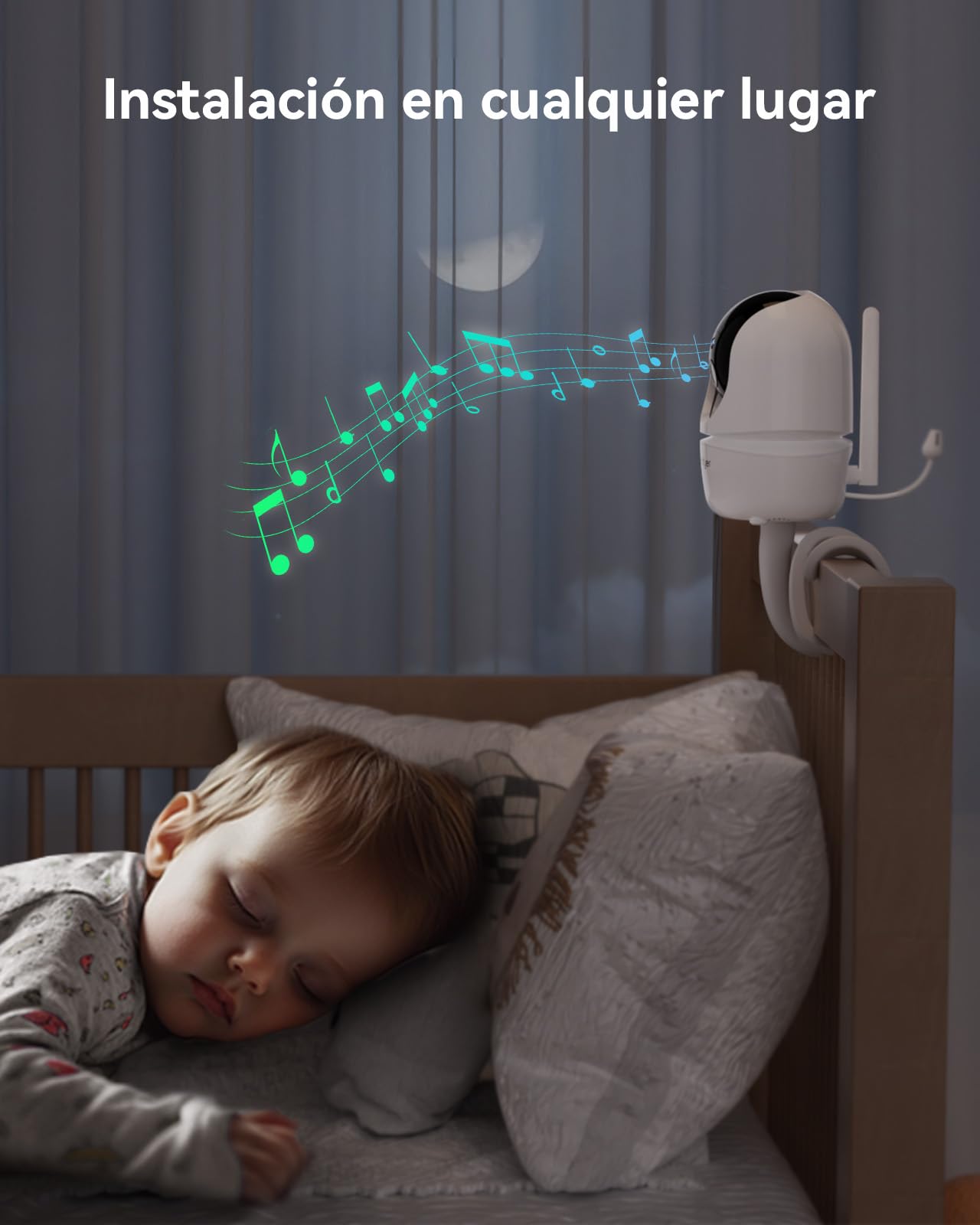 Comfyer Babyphone con cámara - Monitor portátil para bebés con función VOX, Sensor de Temperatura, visión Nocturna, 2.4 GHz, cámara de vigilancia Interna, Canciones de Cuna y resolución 1080P