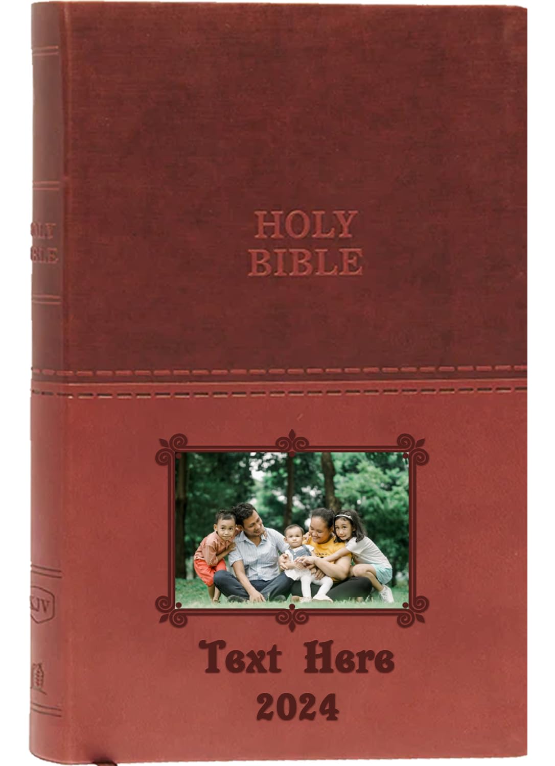 Printualist Personalized Gift Bible Custom Photo & Text, KJV, Brown, King James Version, Red Letter Edition, Comfort Print, Faux Leather