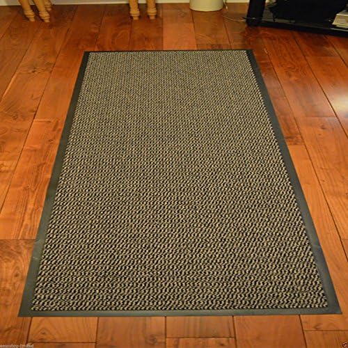 FB FunkyBuys Heavy Duty Non-Slip Dirt Barrier Large Small Entrance Floor Door Mats Office New (60 x 180cm Runner, Grey/Black)