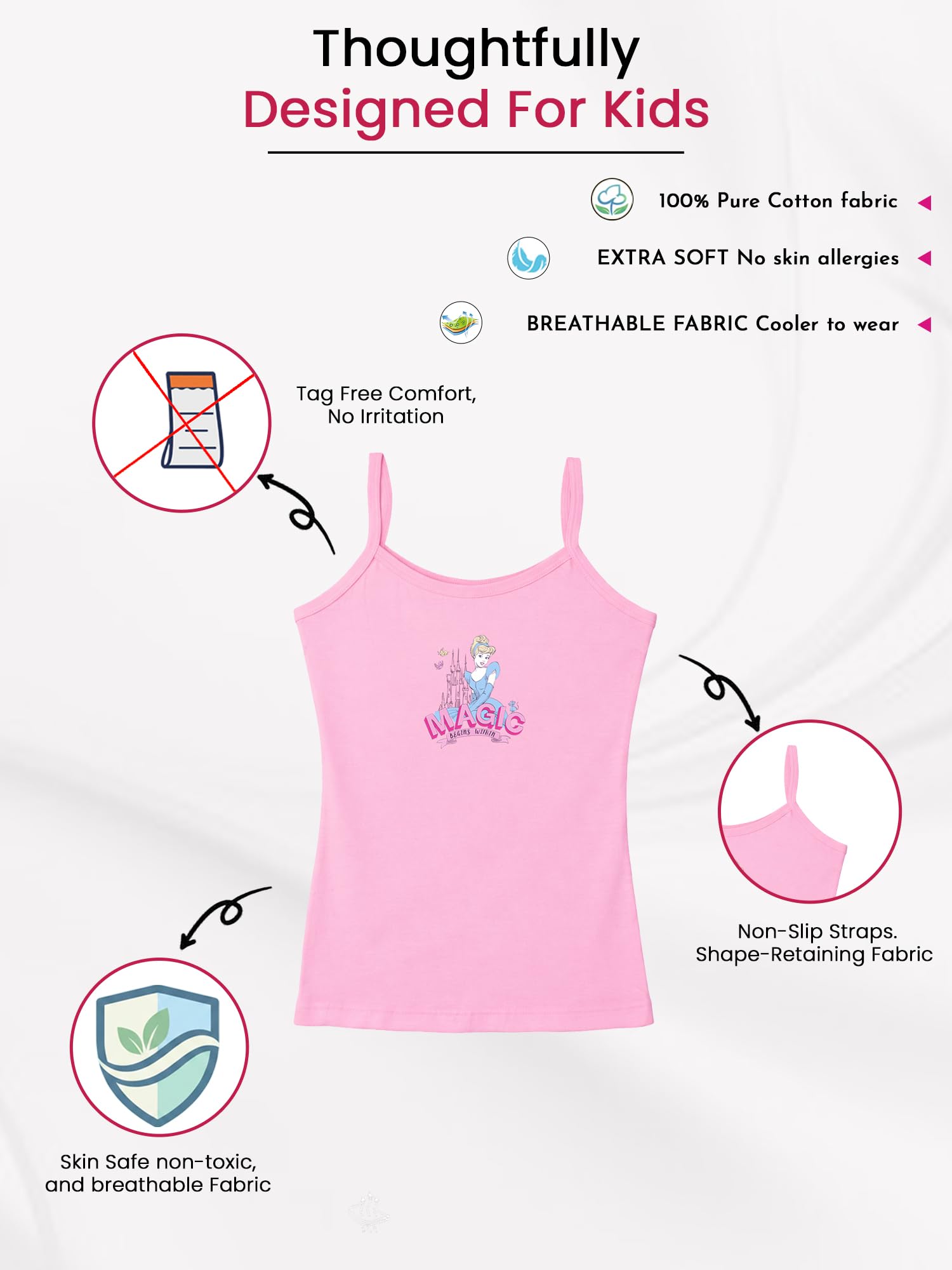 BODYCARE Girls' Regular Fit Vest (Pack of 3) (KIA9208-PK_Multicolor_10Y - 12Y) Multicolour 2