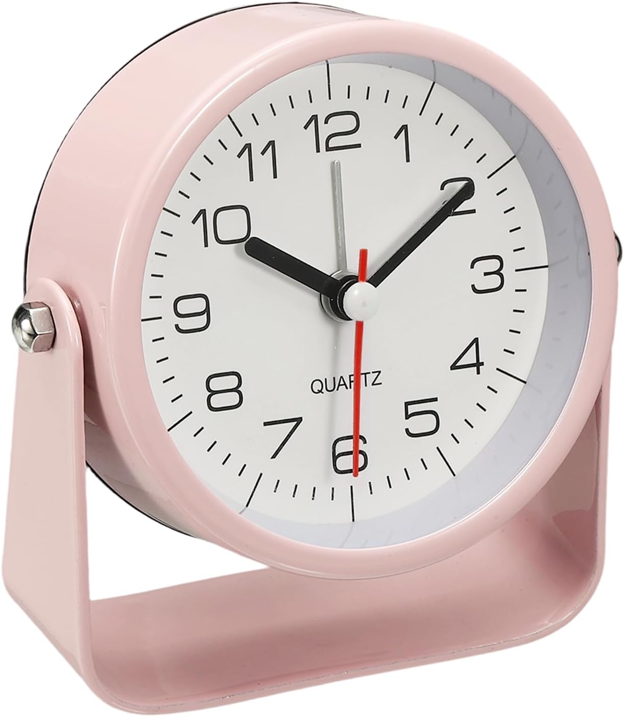 PATIKIL 3.4" Small Analog Alarm Clock, Adjustable Angle Small Desk Clock, Black