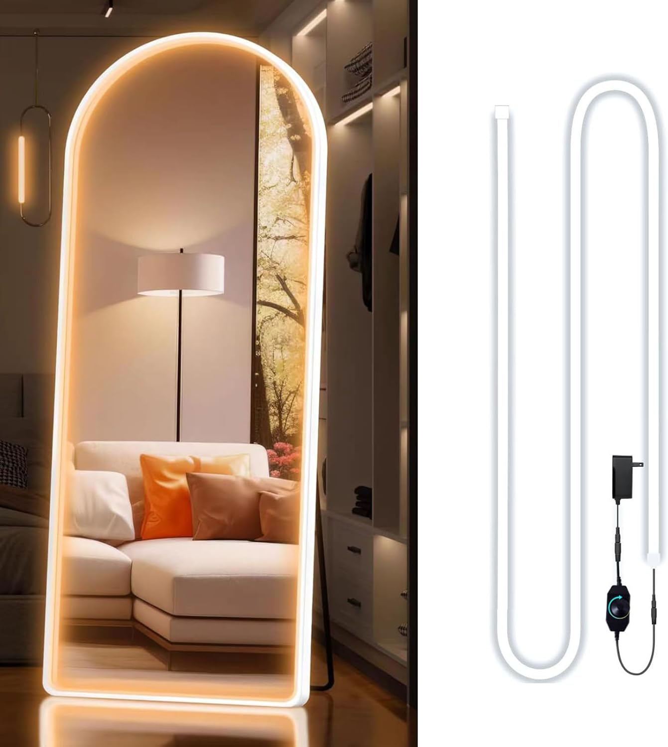 Lights for Mirror,Waterproof 10ft/3M 360 Warm White LEDs Make-up Vanity Mirror Light for Vanity Makeup Table Set,Led Lights for Mirror with Dimmer and Power Supply,Mirror Not Included