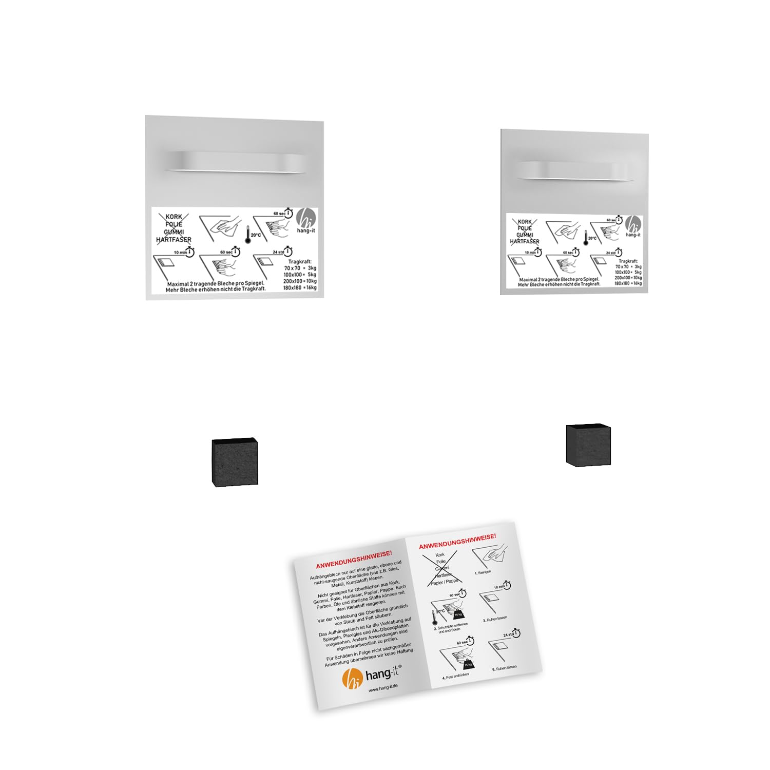 Hang-it Spiegel Aufhänger Set – 10 Spiegelbleche & Abstandshalter Für Sichere Befestigung