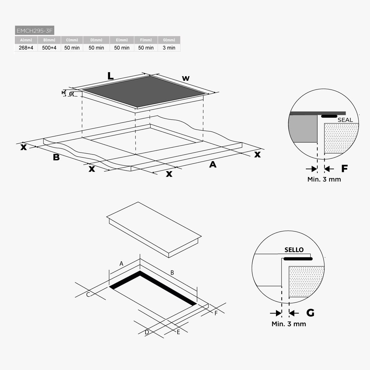 EAS ELECTRIC SMART TECHNOLOGY | Vitrocerámica 60 cm | EMCH295-3F | 3 zonas | Control táctil por zona | Zona triple gigante 29.5 cm | Bloqueo infantil | 9 niveles | Temporizador 99 min