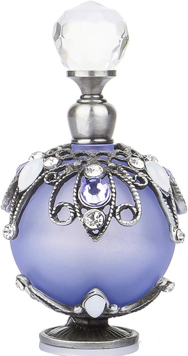 YU FENG Vintage Flower Glass Perfume Bottle Empty Refillable Painted Enameled