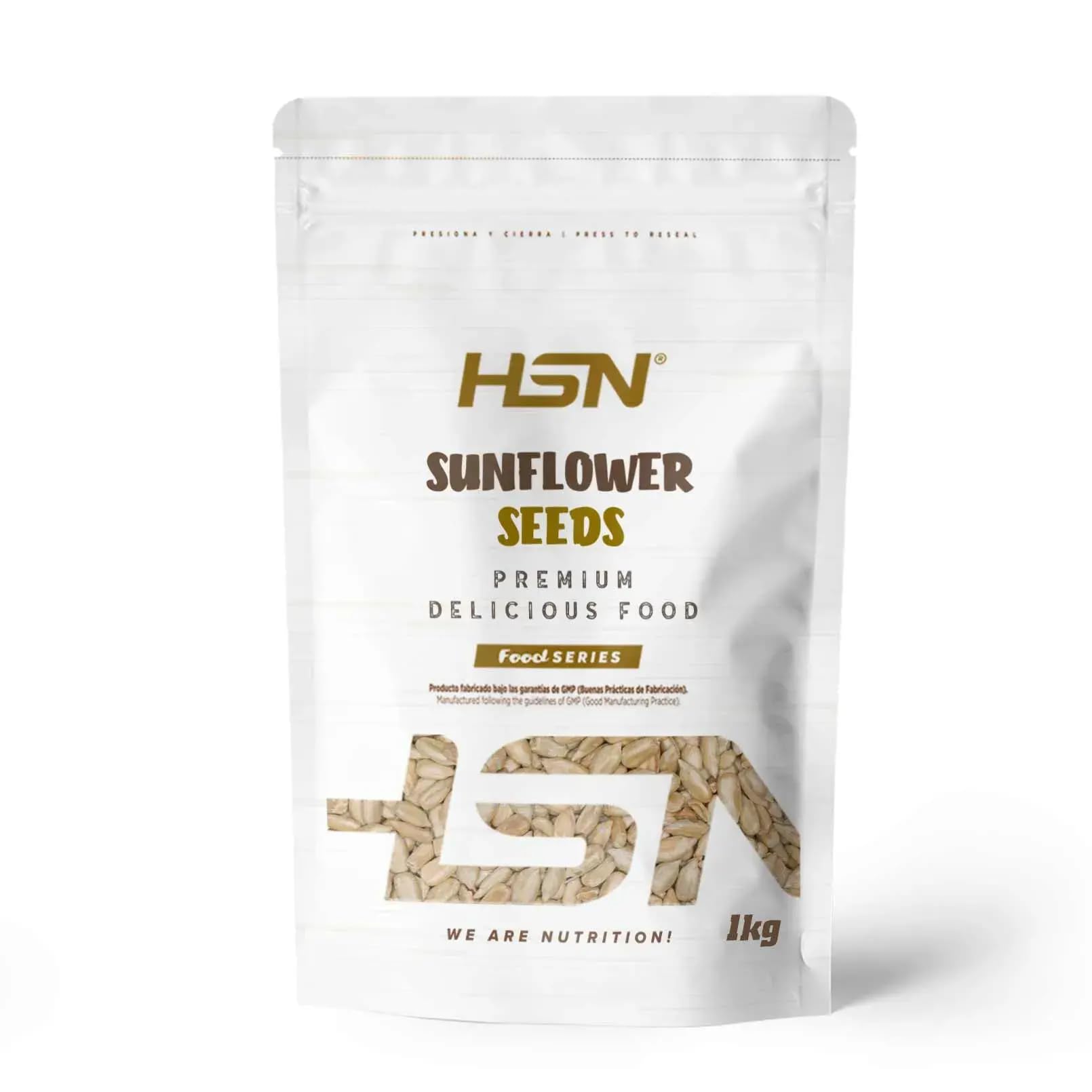 HSN Pipas de Girasol Peladas Sin Sal 1Kg | Semillas Crudas Alto Oleico (38,6% Ácido Oleico) | Ricas en Proteína y Fibra | Snack Natural para Ensaladas, Panes y Repostería | 100% Vegano Sin Gluten