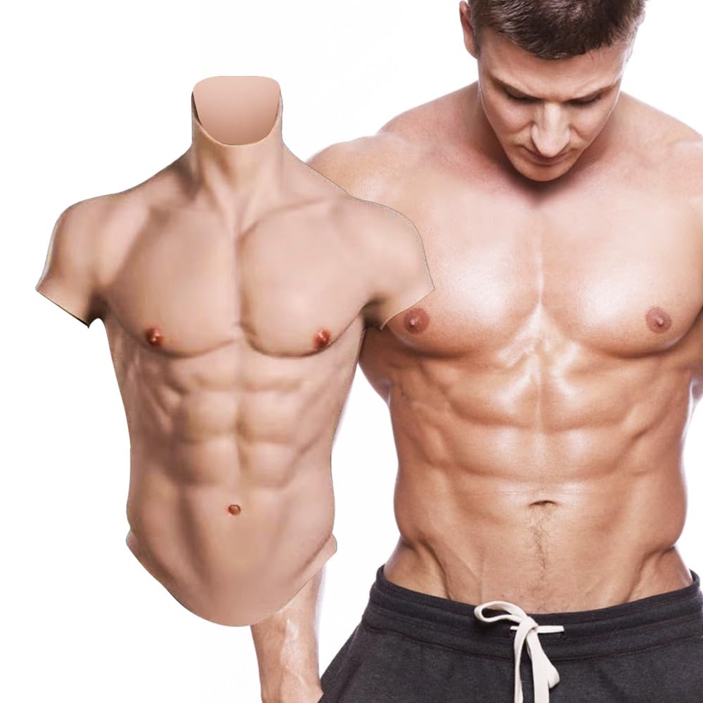 YAPOKCDS Silicone Muscle Suit Male Chest Fake Muscle Belly Realistic Mens Silicone Chest Male For Cosplay