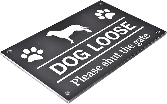 DOG Loose Please Shut The Gate, Bold Black and White Laser Engraved, Easy to See Warning, Outdoor Notice - Hard Wearing Acrylic Sign with Drill Holes in corners (DOG)