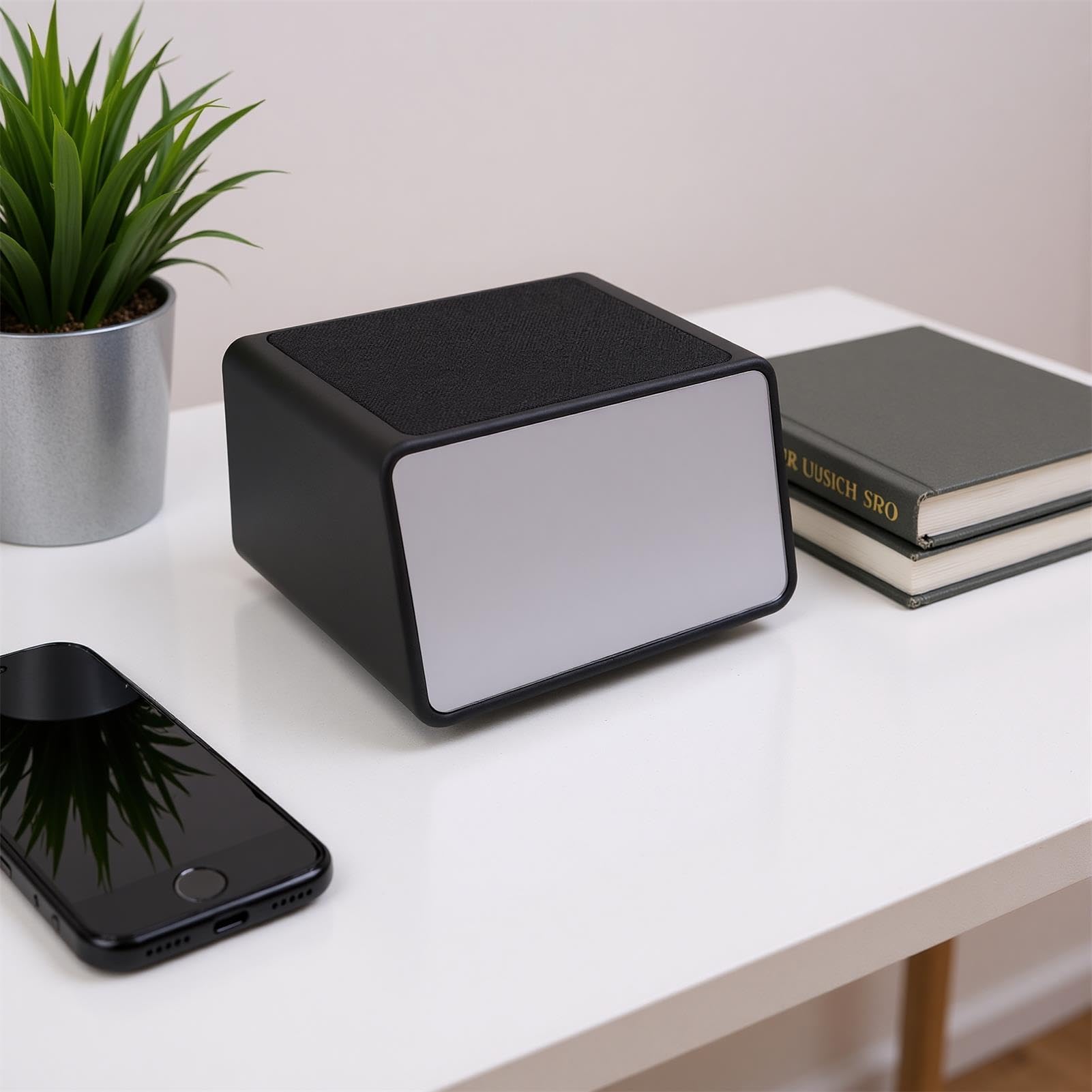 Sveglia Digitale, Altoparlante con Caricabatterie Wireless da 10 W Display LED da 5 Pollici Radio FM Microfono Integrato, per Comodino