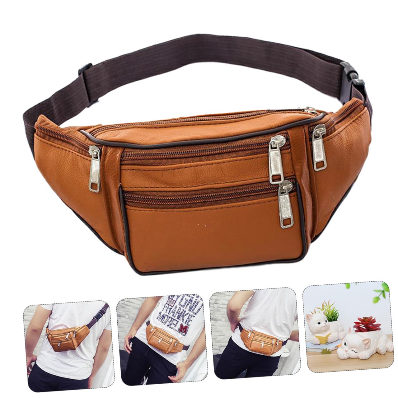 Riñonera para Hombre de Pu Amarilla, Diseño Vintage y Elegante