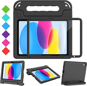 BMOUO Kids Case for iPad A16 11th Generation 11" 2025/iPad10th Generation 10.9 Inch 2022 - with Screen Protector, Shockproof Covertible Handle Stand iPad 11th/10th Generation Case for Kids, Back