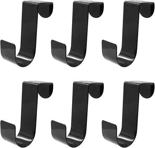 Paquete de 6 ganchos de metal para puerta de gabinete, ganchos individuales de metal para colgar calcetines, ropa y toallas (negro)