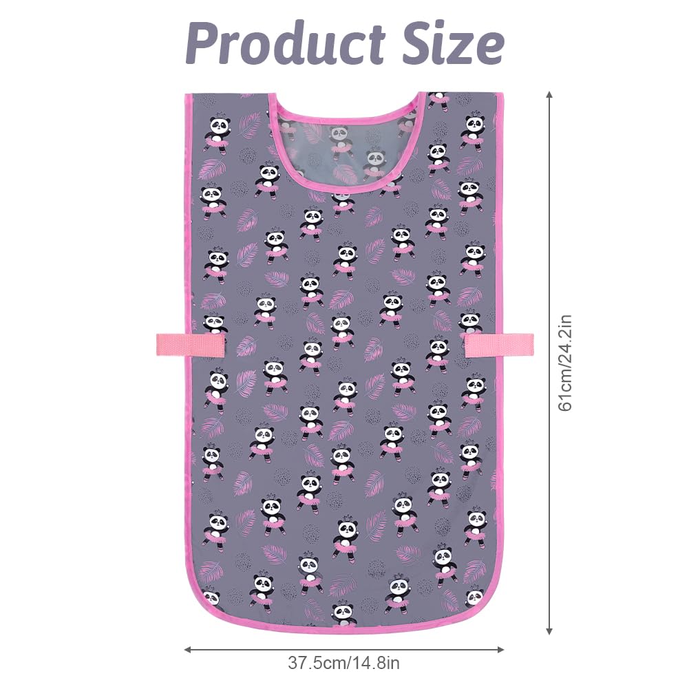 DiULi Kids Apron with Panda Design, Pink Sleeveless Art Smock with Adjustable Side Straps - Image 2