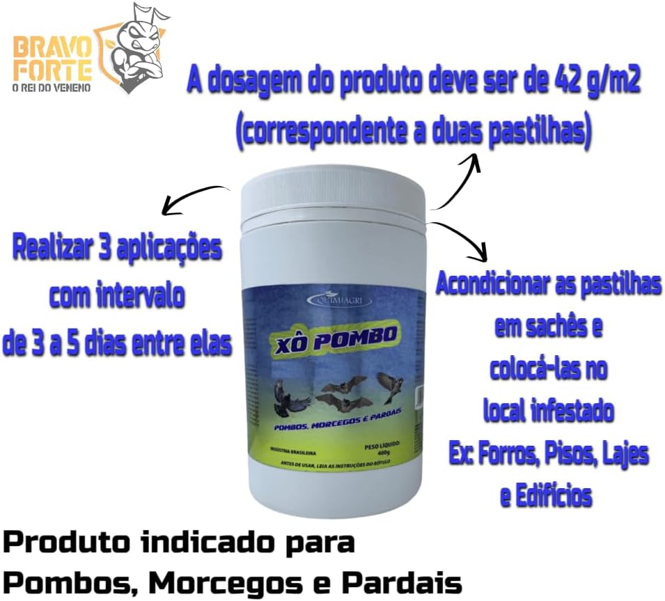 Xô Pombo Pastilhas Repelente Quimiagri 400g