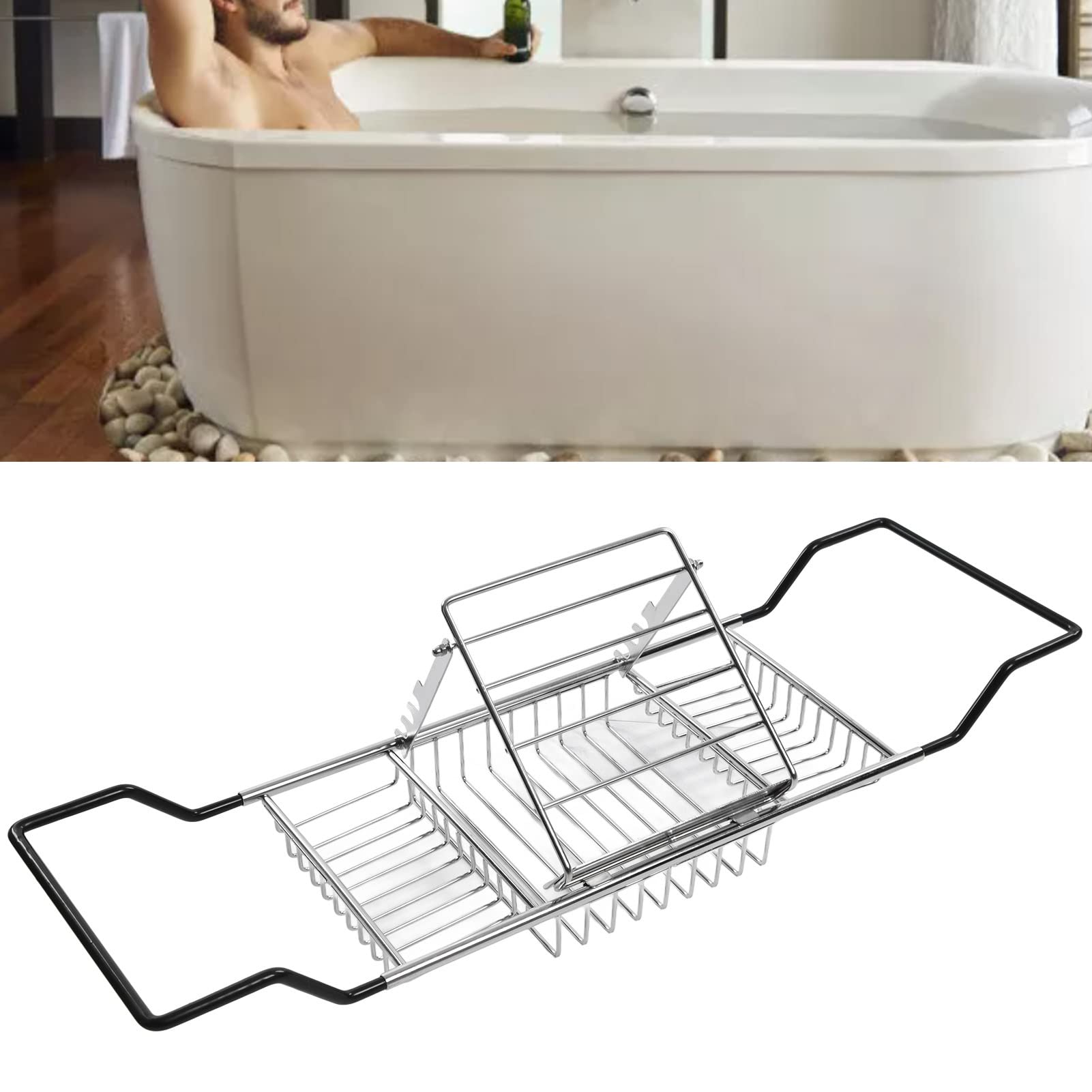 Tyenaza Plateau De Baignoire Rétractable – Support Réglable, Composants Amovibles, Acier Inoxydable 304