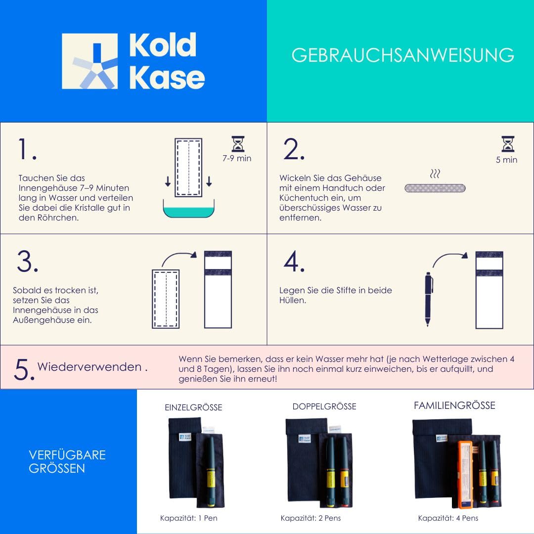 Set Kold Kase – Estuches Isotérmicas para Insulina Individual, Doble y Familiar | Conservación sin Electricidad | Ideal para Viajes