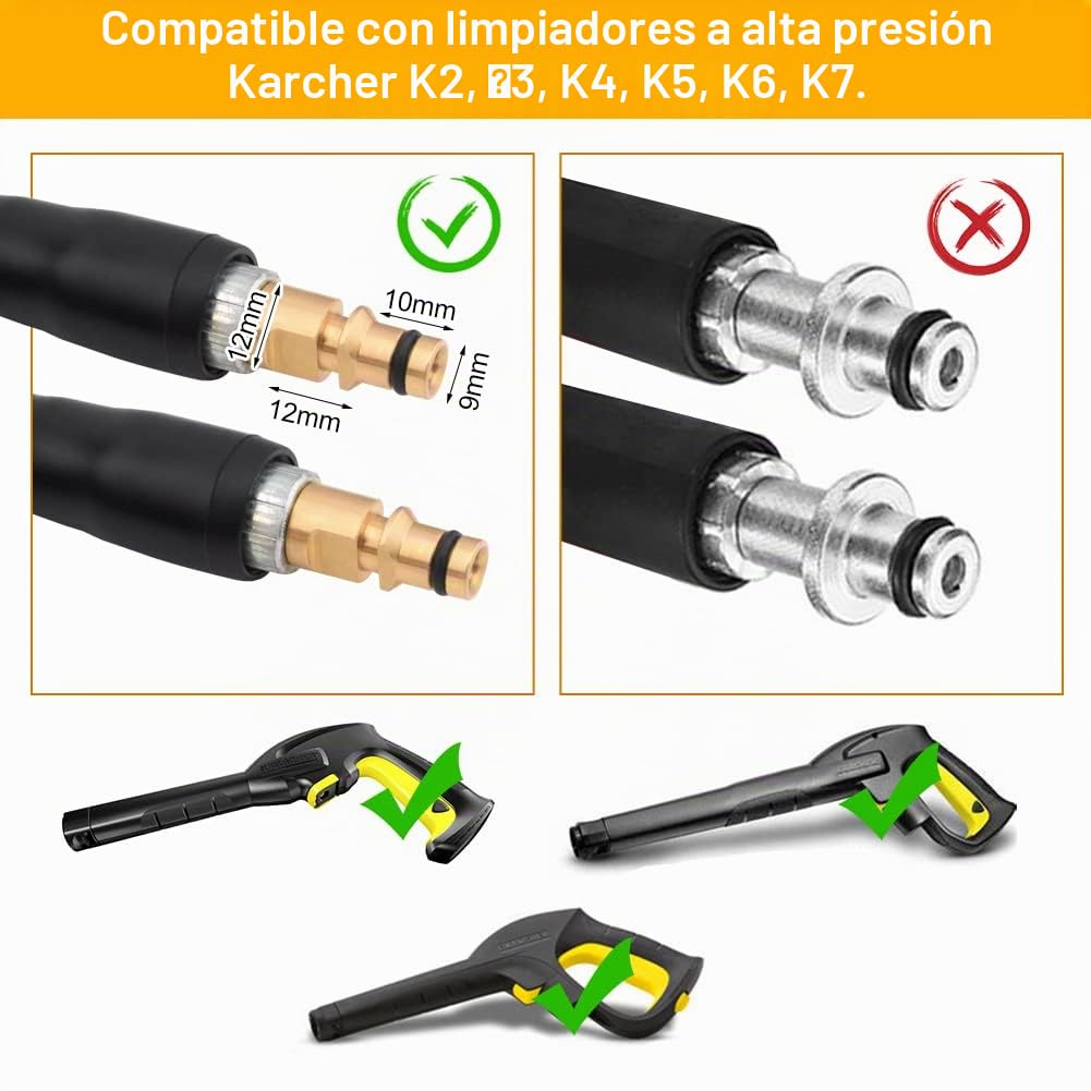 Manguera de repuesto para lavadora de alta presión Karcher K2 K3 K4 K5 K6 K7 manguera de limpieza de alta presión, conector rápido y liberación