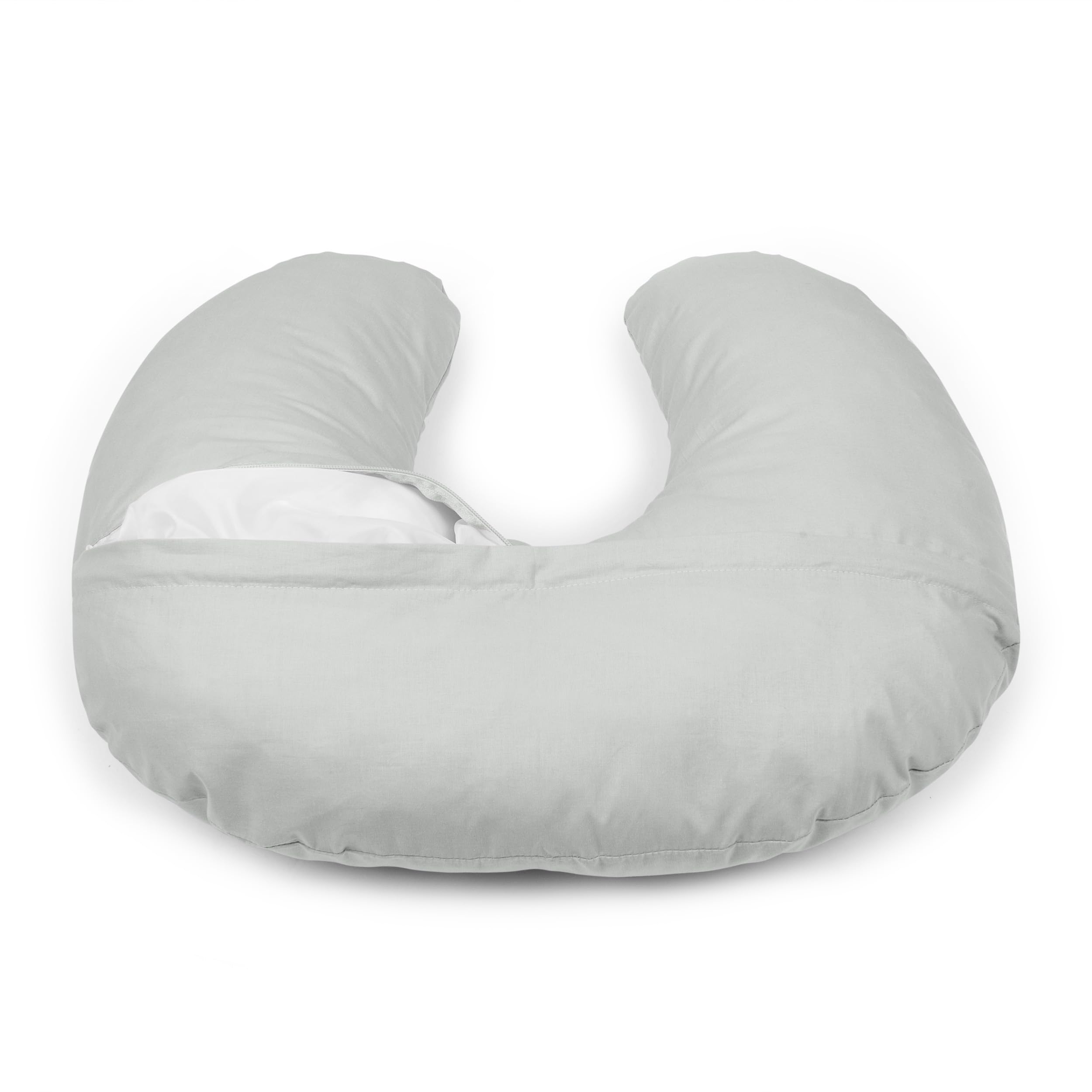 Flumi Coussin d'allaitement Petit en Coton Coussin de Cou pour l'allaitement avec Housse Amovible pour Bébé pour Un Allaitement et Une Alimentation Confortables (Gris)