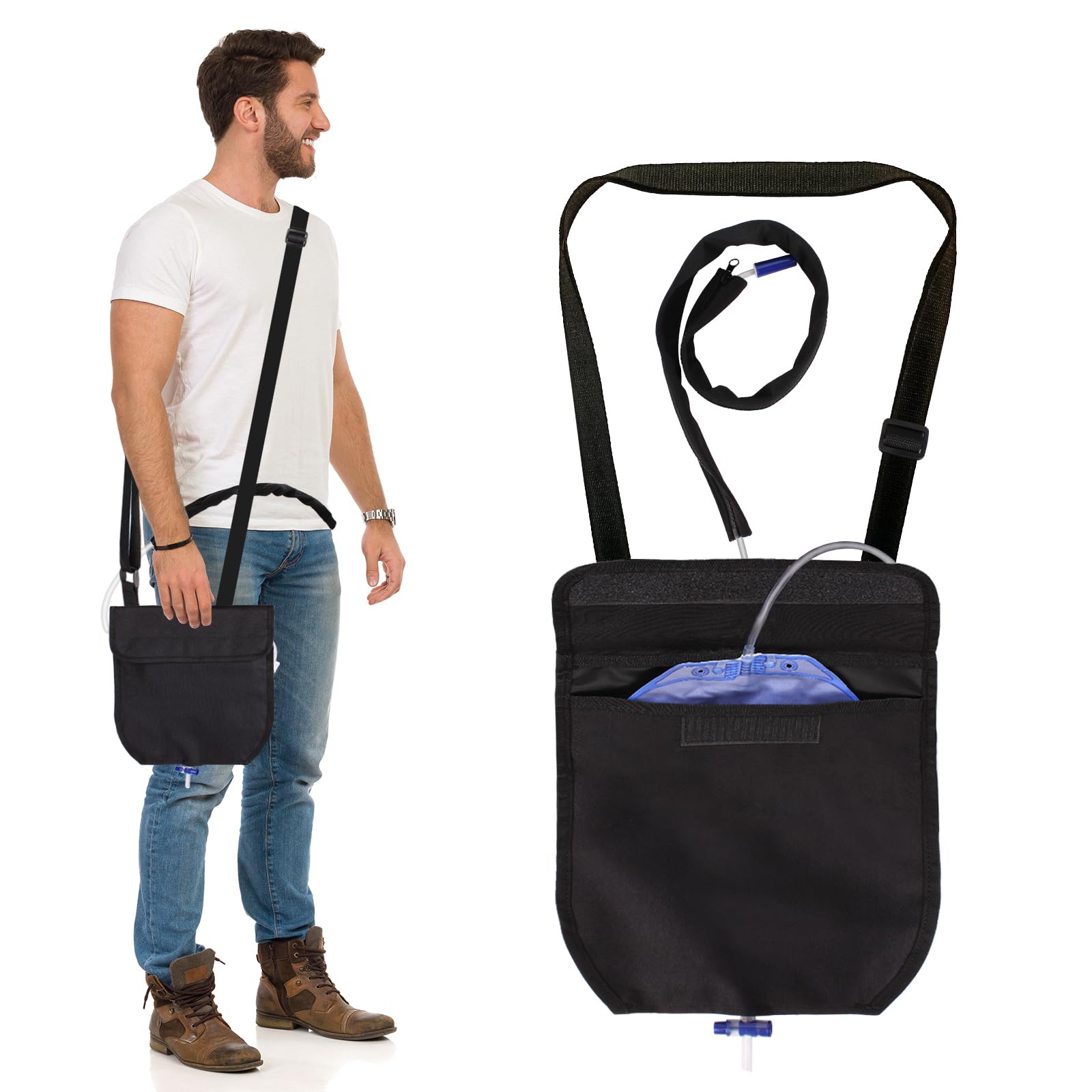 Urine Drainage Bag Holder Adjustable Catheter Bag Cover with Zipper Foley Catheter Tube Cover Waterproof Catheter Bag Holder Easy Acess and Drainage