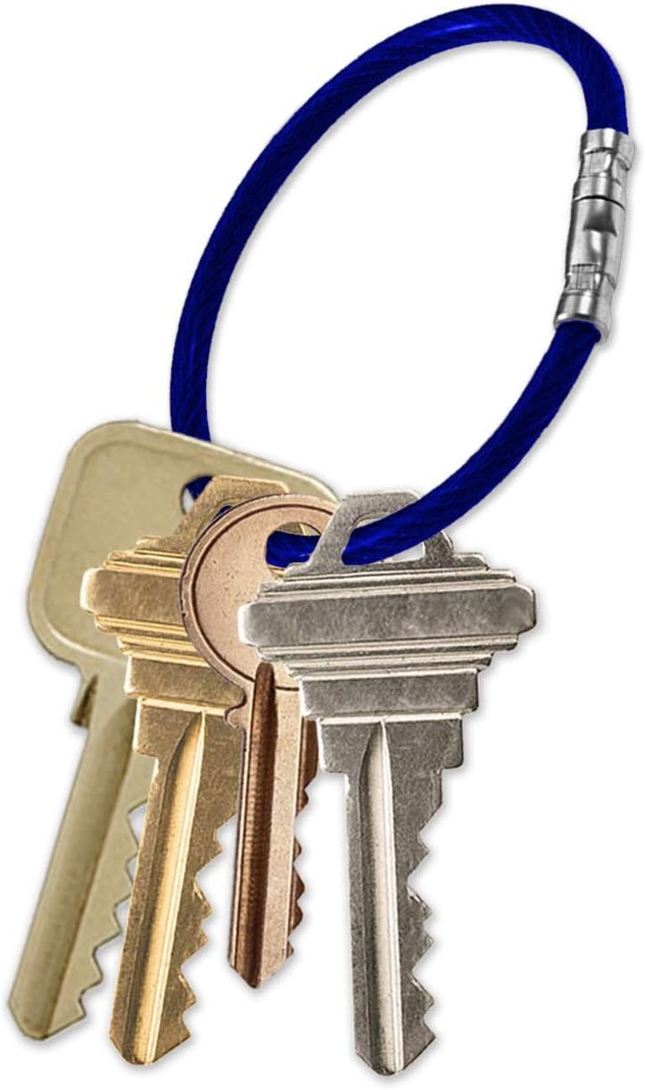 Lucky Line 5" Flex-O-Loc Cable Key Ring, Galvanized Steel, Corrosion-Resistant, 1 Per Pack, Colors Vary (71101), Blue 1 Piece