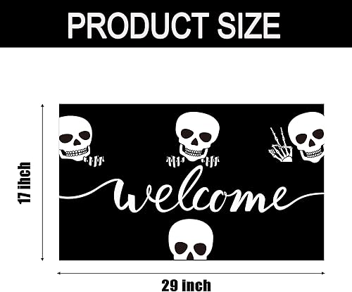 Miniatura 2 de Felpudo de calavera para la entrada del hogar, tapete de bienvenida para puerta delantera, tapete de goma antideslizante divertido para interiores y