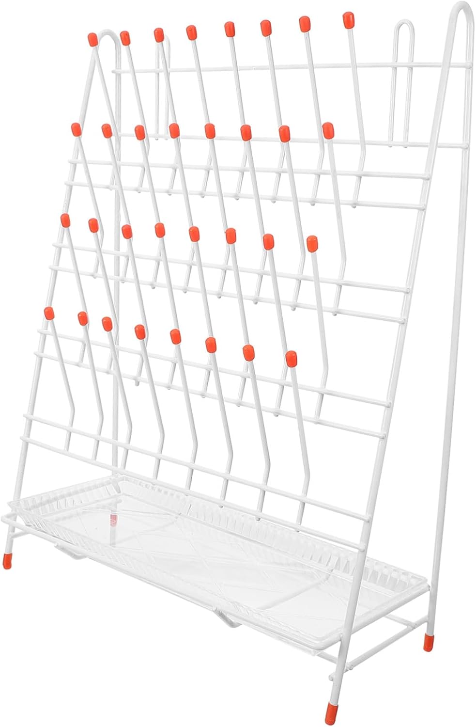 GANAZONO Peg Iron Laboratory Drying Rack for Bottles and Beakers | White Finish, Space-saving Layout, Easy-clean Surface with Anti-slip Pads for Stable Countertop Use