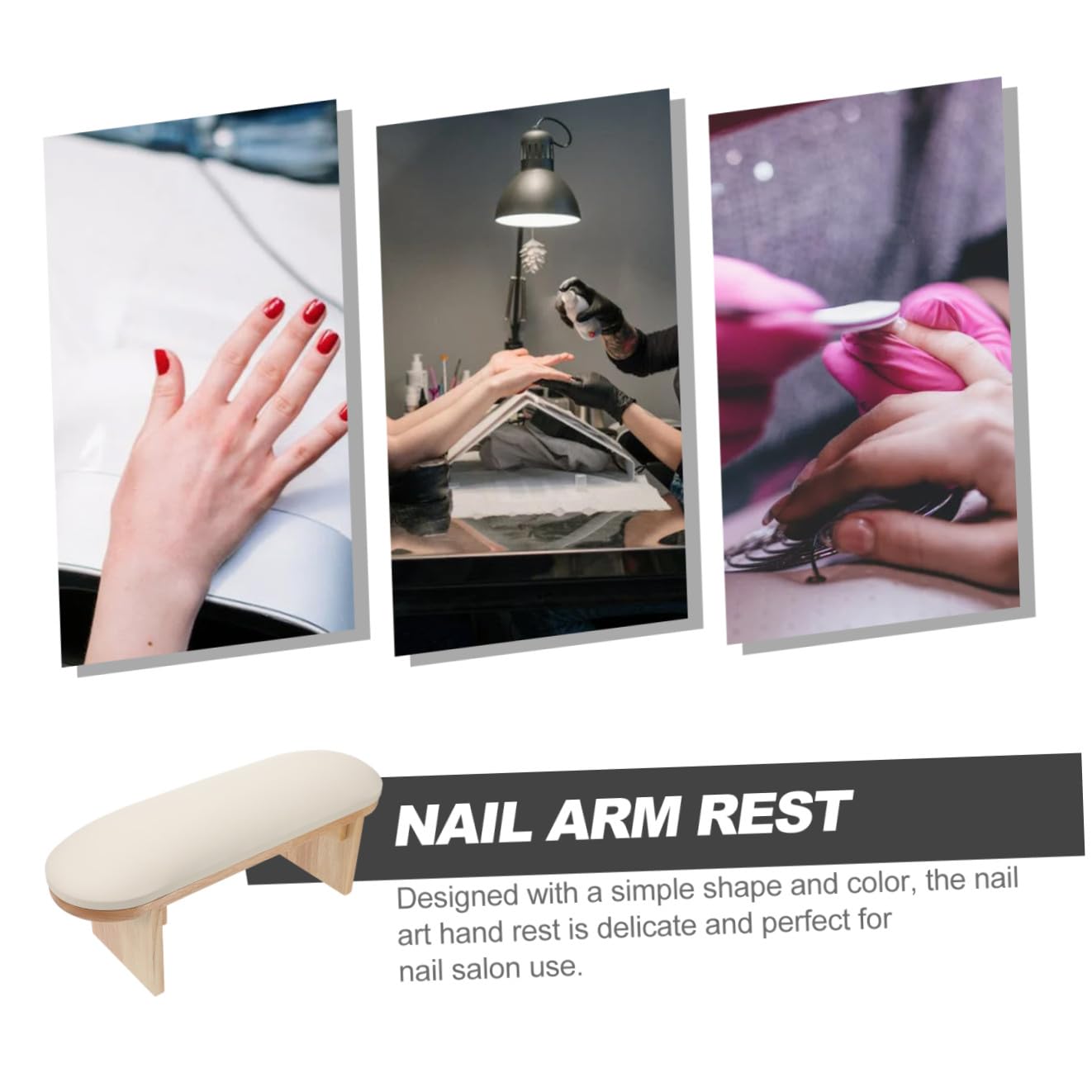 Beaupretty Nail Art Hand Pillow Manicure Arm Rest Cushion with Wood Base, High-height Milk Yellow Manicure Hand Holder for Nail Salon Use