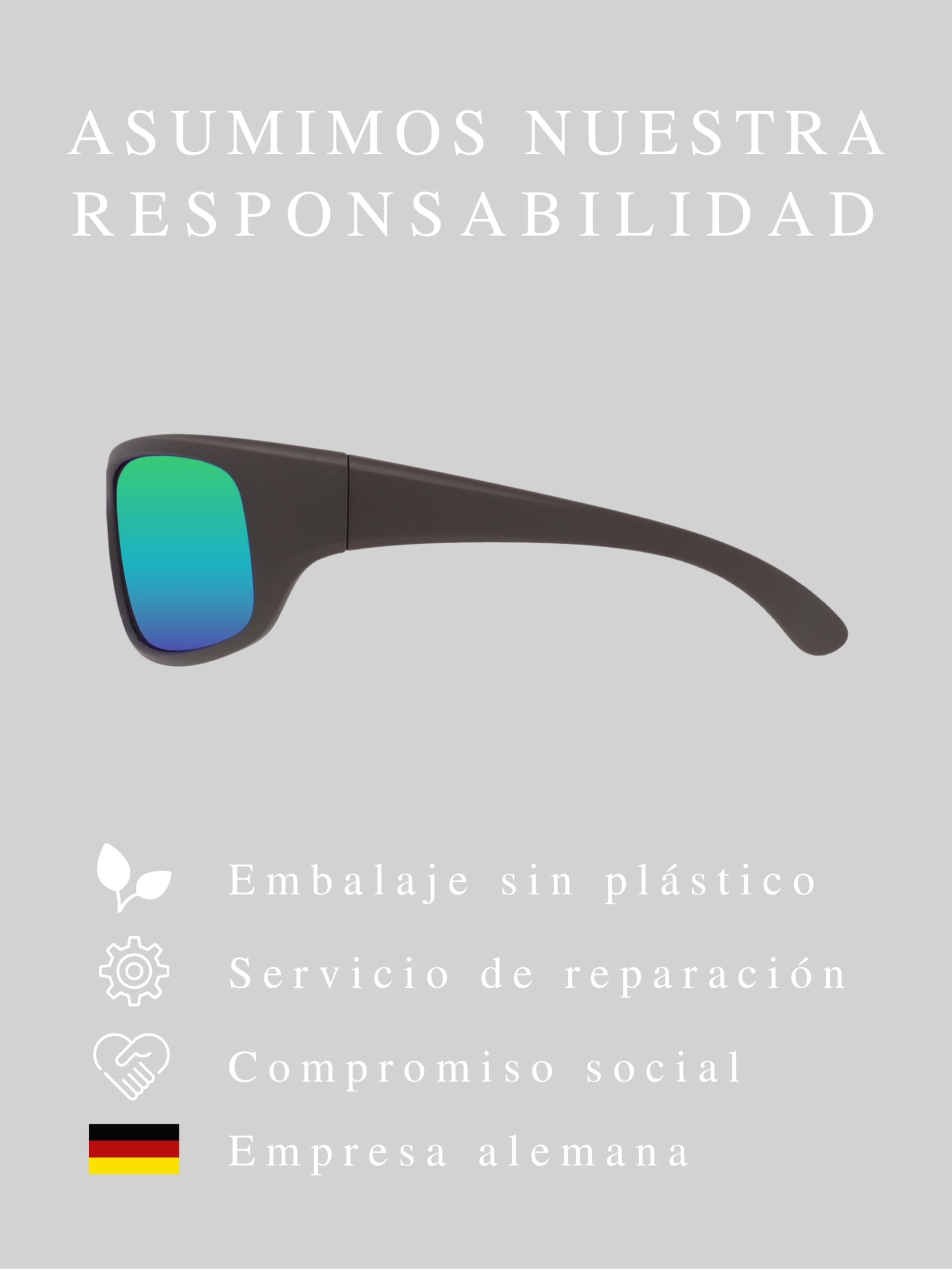 Gafas de Sol EREBOS, Cat. 4 Especialmente oscuras, Protección UV 400, para Sol Extremo, En Caso de fotofobia, (Antracita, Espejado Verde, Tinte Lila)