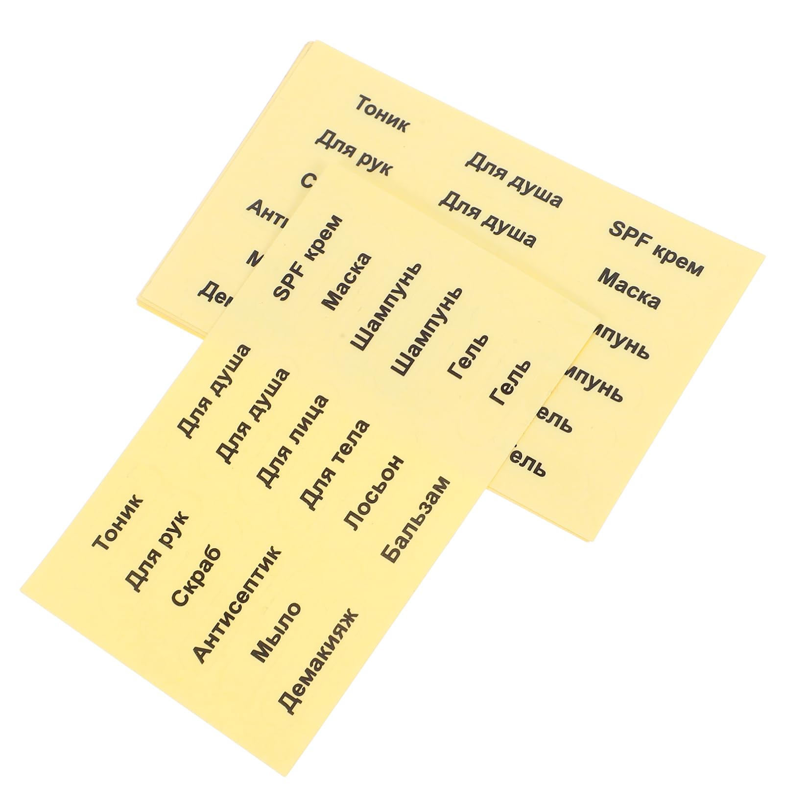 HOODANCOS 6sheets Russian Labels for Bathroom Dispensers Self-Adhesive Stickers for Shampoo Conditioner Bottles for Travel Toiletries Strong Adhesive for Quick Identification