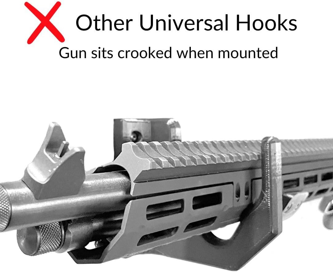 Spartan Mounts Universal Rifle, Bolt Action & Shotgun Hook | Self Leveling Low Profile Floating Design | Gun Room Safe Storage Mounting Organzation Solution I Made in USA