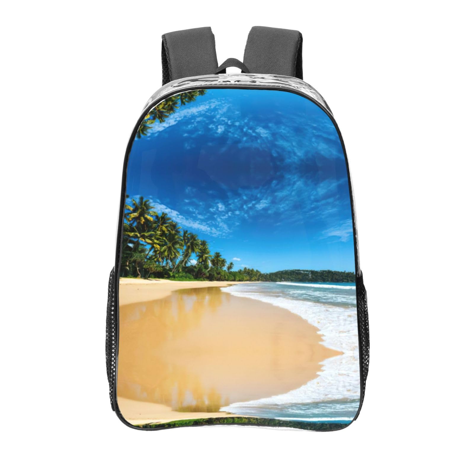 Mochila transparente unisex con estampado de olas para mujeres y hombres 8