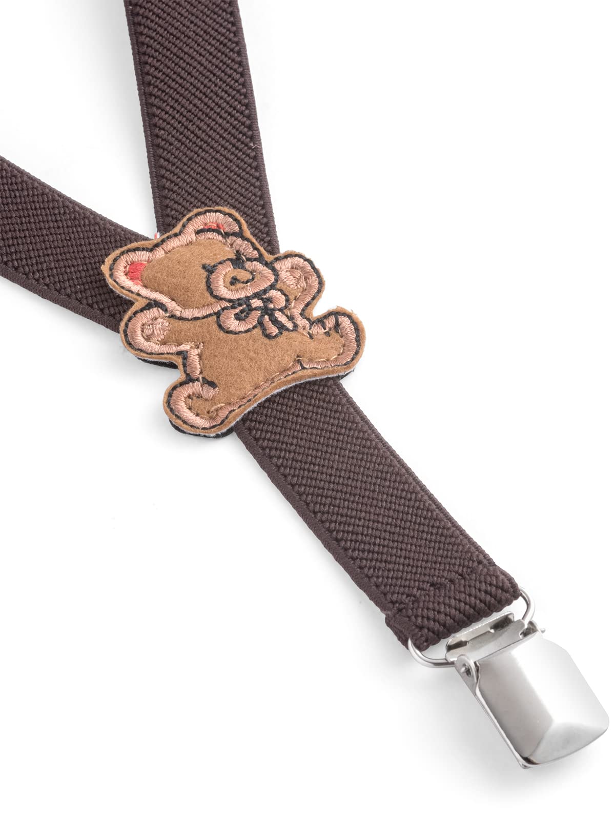 Tirantes Infantiles Unisex de Tela Elastizada En Forma De Y Con Cruce De Oso De Peluche (0-2 Años) - 2cm