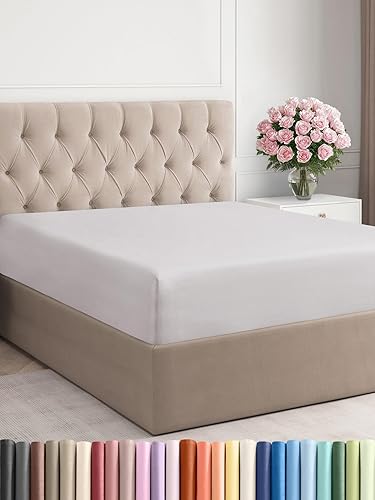 Miniatura 405 de King Fitted Bed Sheet - Bottom Single Fitted Sheet Only - Ultra-Soft Hotel Luxury Bedding w/ 8-16 Inch Deep Pockets - Breathable, Cooling & Wrinkle