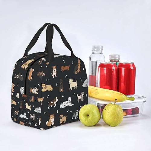 Miniatura 100 de Fiokroo Bolsa de almuerzo aislada con patas y huesos de perro, huellas de animales, reutilizable, impermeable, bolsa de almuerzo para escuela, Patas