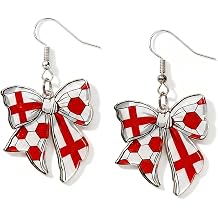 Soccer Earrings National Flag Bow Dangle Drop Earrings for Women Game Day Watch Party Accessories