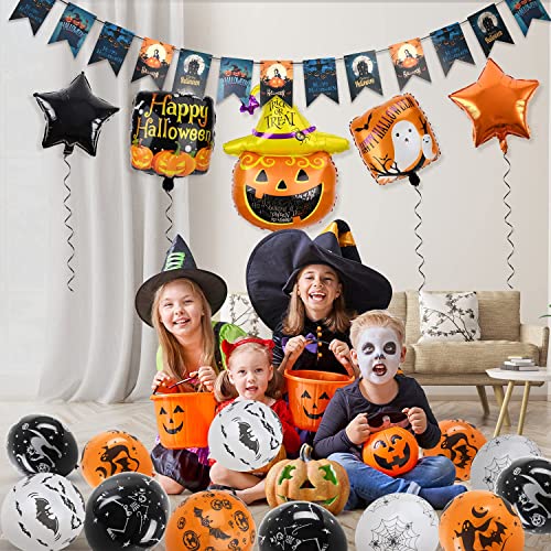 Bloranda Pumpkin Halloween Party Decorations Foil Balloons Toy Kit, Halloween Party Decorations Supplies For Indoor, Outdoor, Garden, Yard, Halloween Decorations Clearance #TOP4