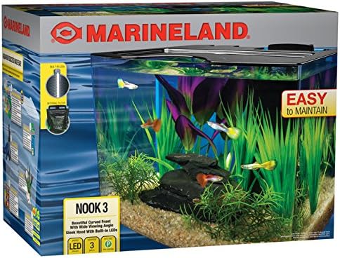 Marineland Nook Aquarium Kit with Built-In LEDs and Hidden Filtration, 3 Gallon