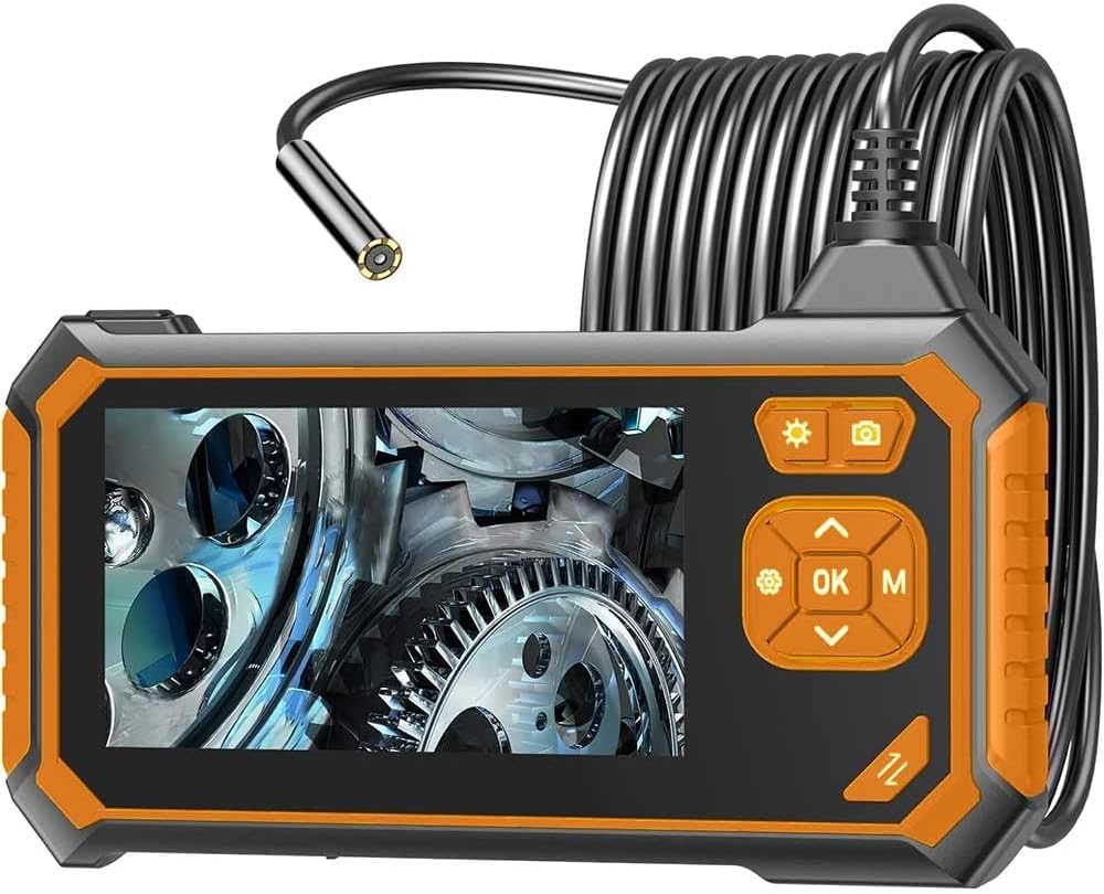 Telecamera di ispezione con Palmare monitor full hd 1080P LCD 4.3" Pollici Sonda rigida 5 metri con Luce LED IP67 impermeabile Sonda Endoscopica per ispezione Tubi