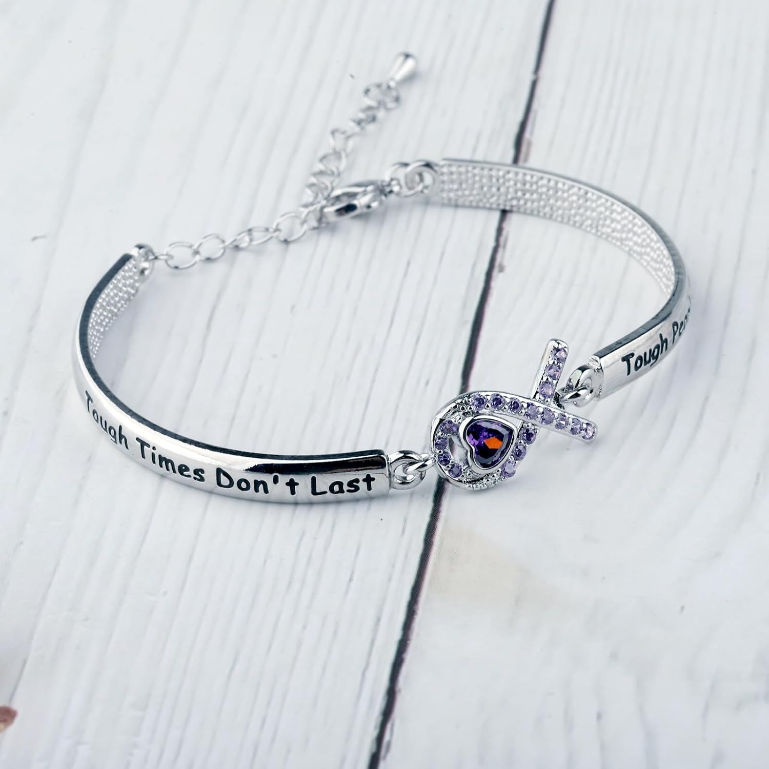 CENWA Purple Ribbon Bracelet Tough Times Don’t Last Tough People Do Bracelet Awareness Gift Cancer Support Jewelry