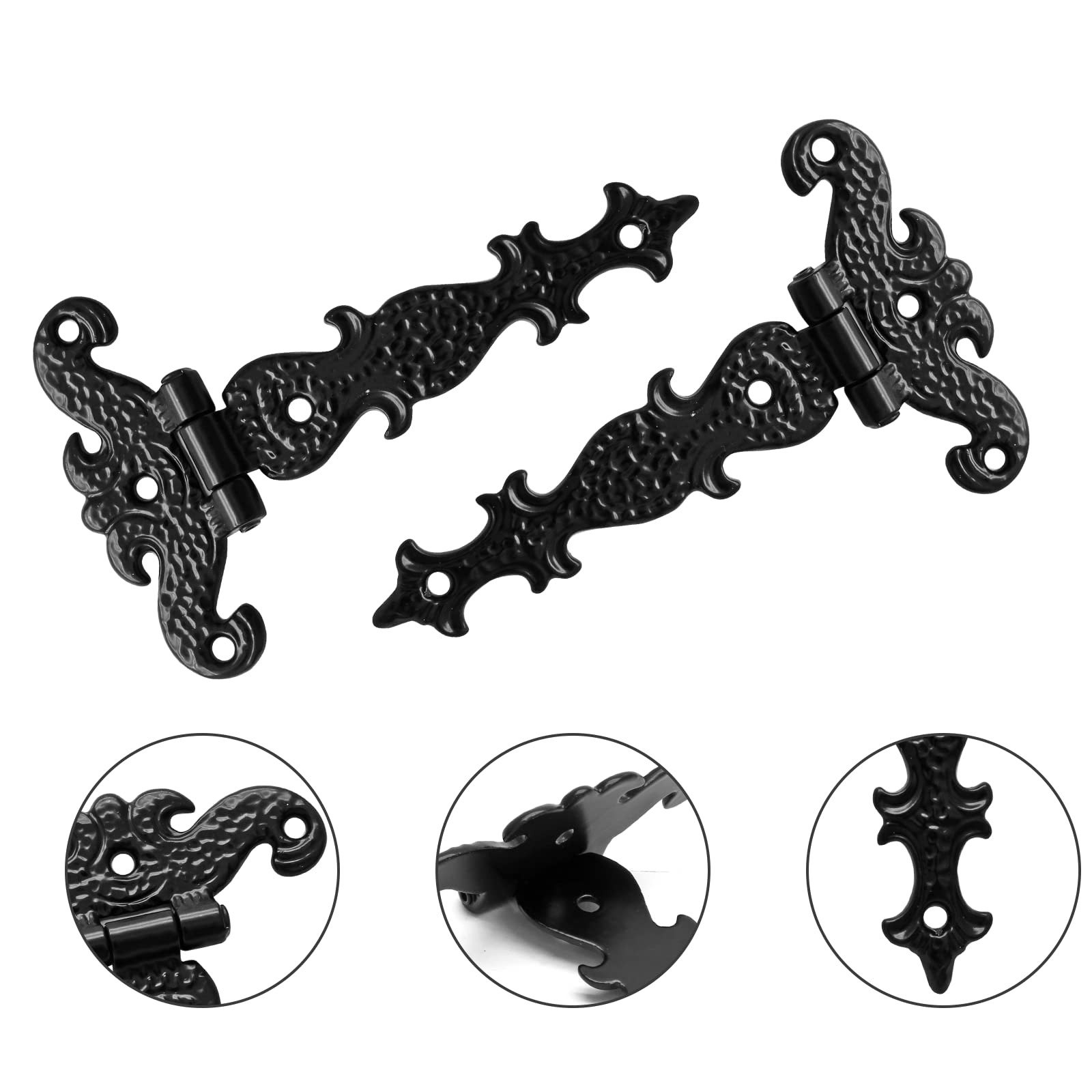 Jiozermi 4 PCS T-Strap Hinges, Black Decorative Door Hinges T-Strap Barn Door Hinges with Screws for Furniture Cabinets Wooden Box Jewelry Case