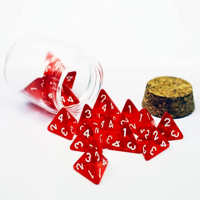 Foto 3 de 5 de Bescon Standard Sized Transparent Red D4 Dice 20pcs Healing Potion Bottle