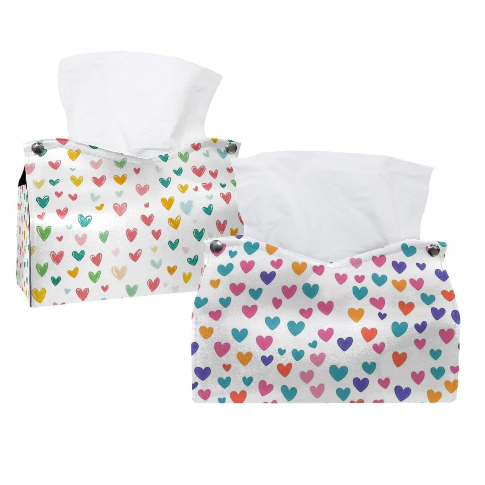 Housse de boîte à mouchoirs en cuir durable aux finitions cœurs