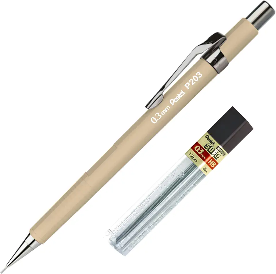 Pentel Lapiseira 0.3mm Kuwazomê Bege + Grafite SM/P203-JYM