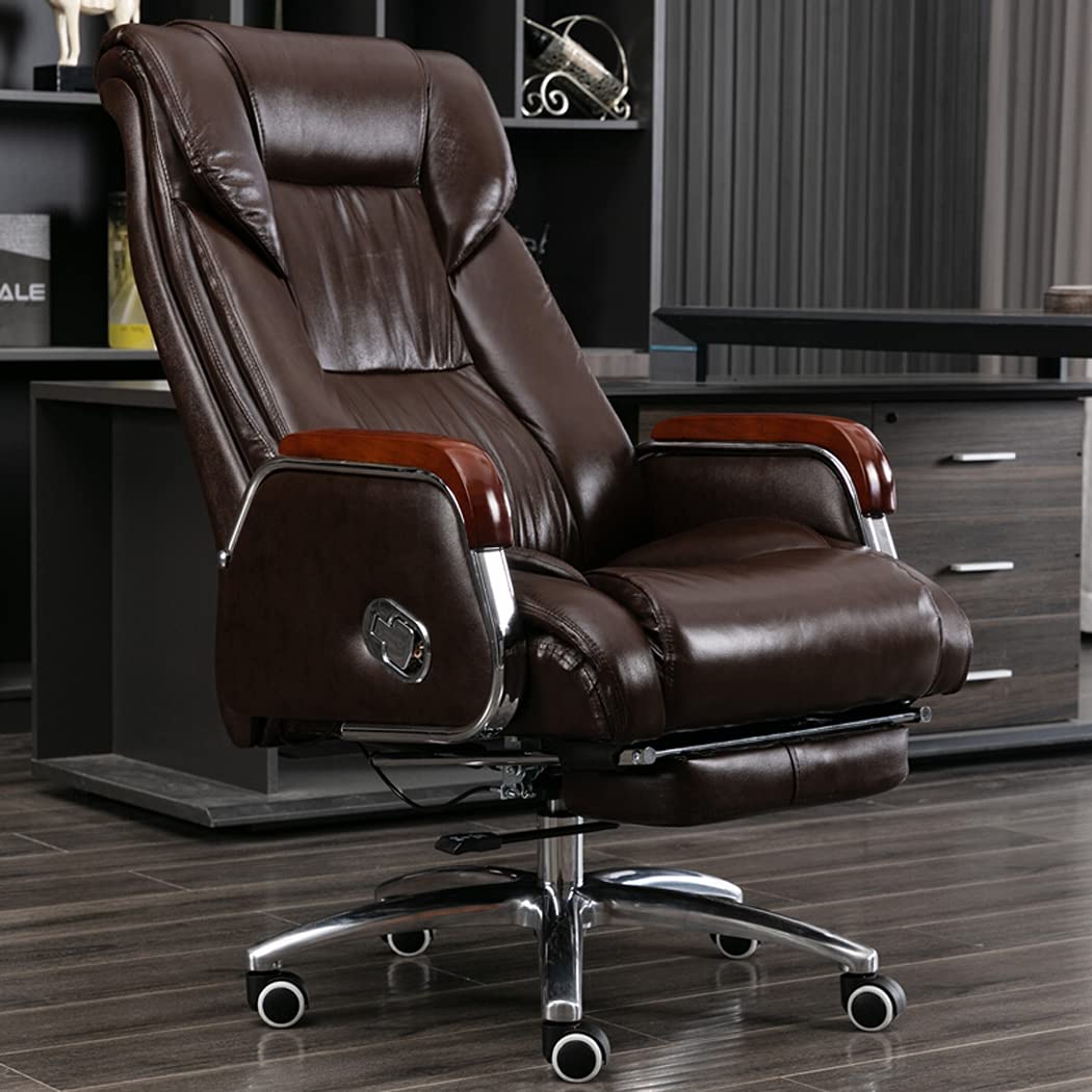 Poltrona Direzionale Ergonomica Commerciale In Pelle Rigenerata Con Schienale Alto,Sedia Ergonomica Per Computer Con Schienale Alto Comfort Per Tutto Il Giorno Supporto Lombare Ergonomico,Sedia Da