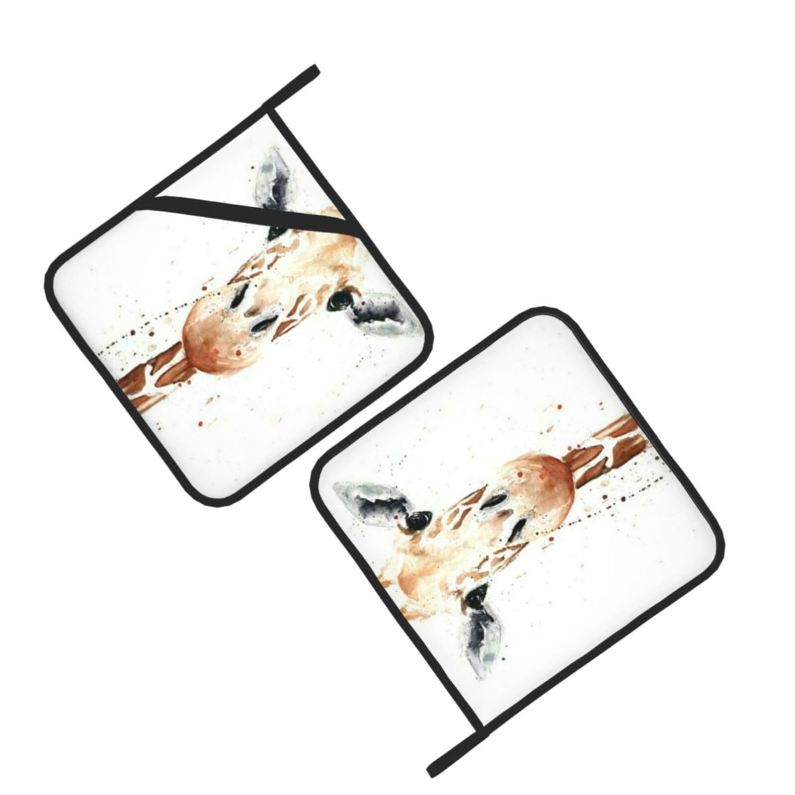 giraffe Printed Oven Pot Holders Set of 2 Pcs Heat Resistant Kitchen Microwave Potholders for Cooking Baking Grilling