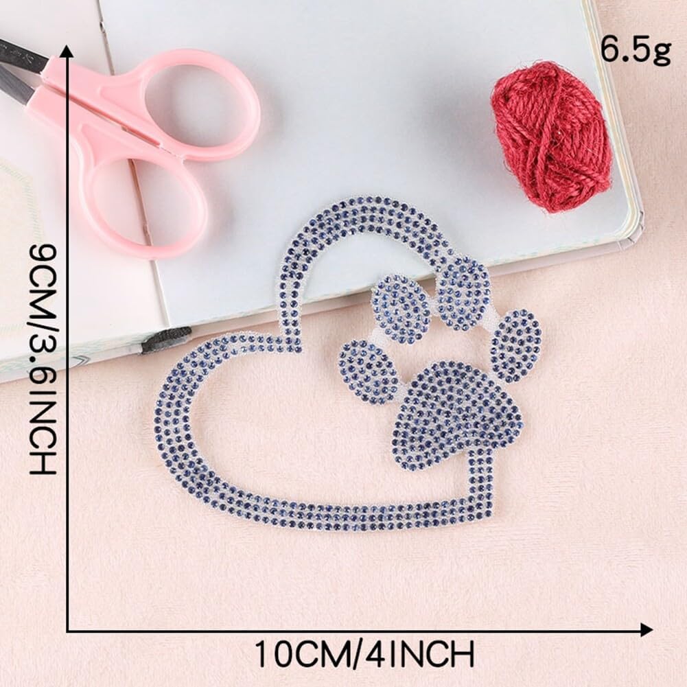 Rhinestone Dog Paw Stickers Self-Adhesive Glitter Paw Print Car Sticker Vinyl Waterproof Bling Car Decals Exterior Accessories Sparkle Love-Heart Decals for Laptops Bags Luggage Window Decoration - Image 3