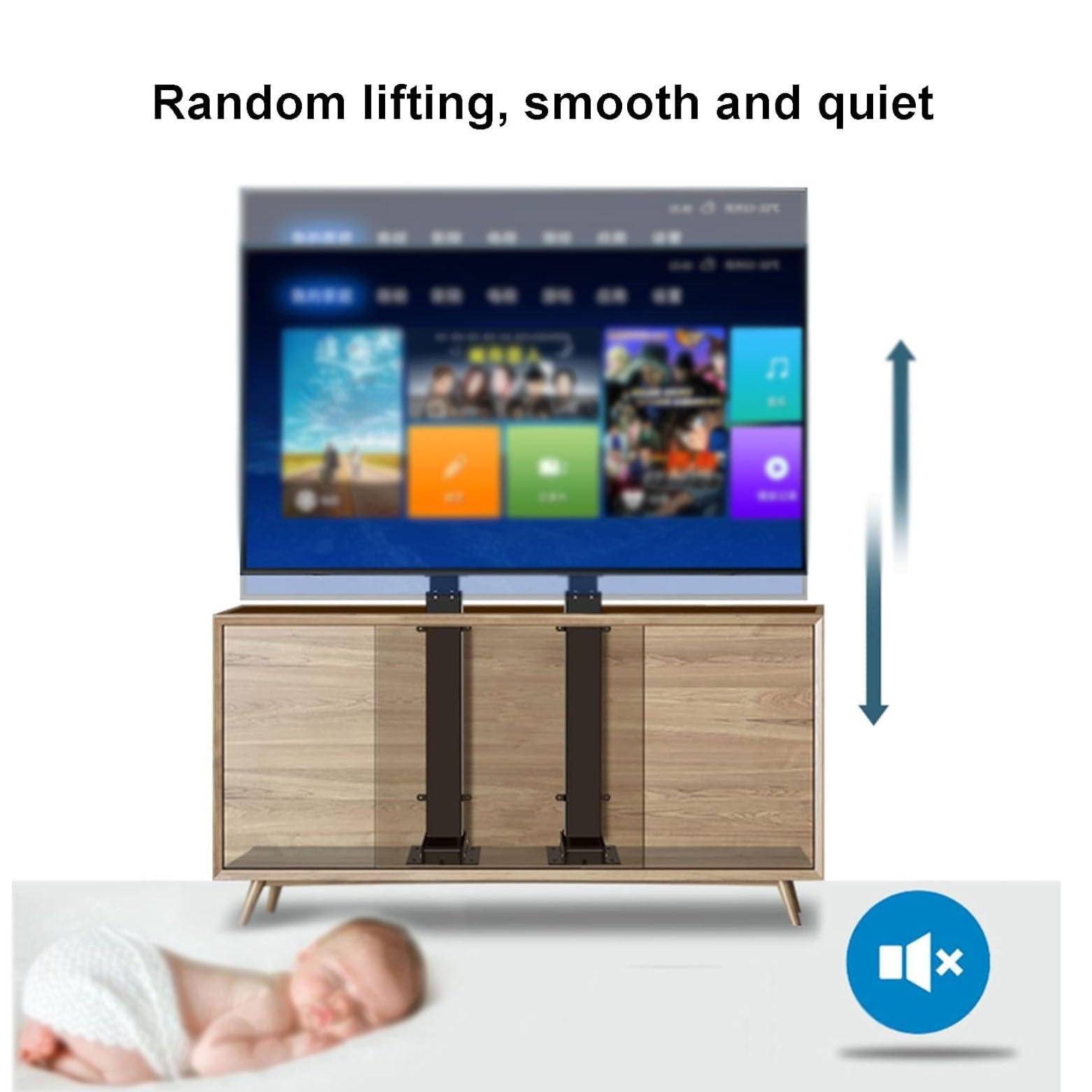 Soporte motorizado para TV - Soporte de Suelo para TV LCD, Soporte telescópico con elevación automática, Soporte Ajustable con Mando a Distancia, para televisores de